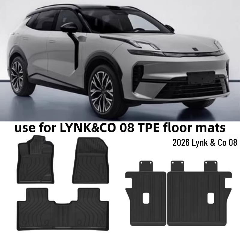 Compatible 2026 Lynk & Co 08 TPE Floor Mats & 3D All-Weather Backrest Mats - Waterproof, Wear-Resistant, Starry Sky Design, Carbon Fiber Texture.