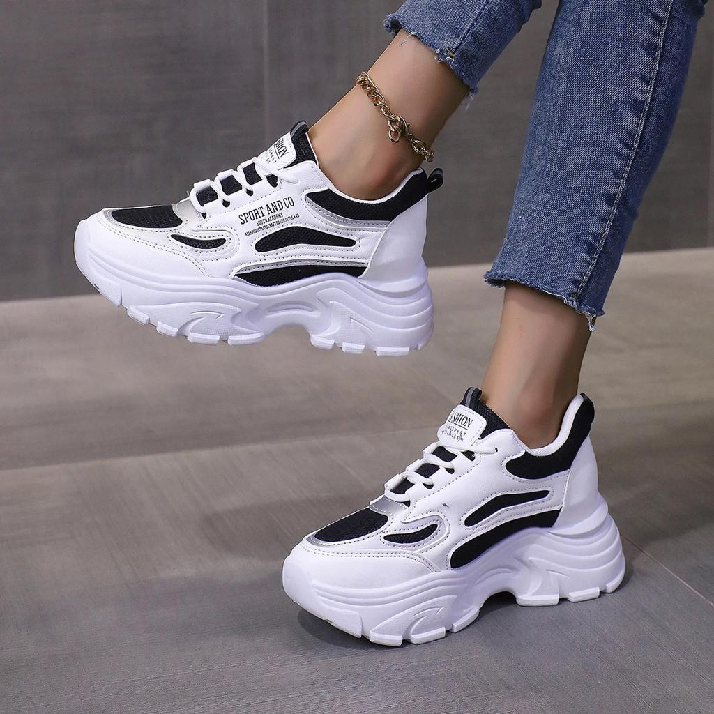 New Plus Size Casual Sporty Women's Shoes Trendy Thick Sole Soft Bottom New Spring Autumn Internal Heel Increase