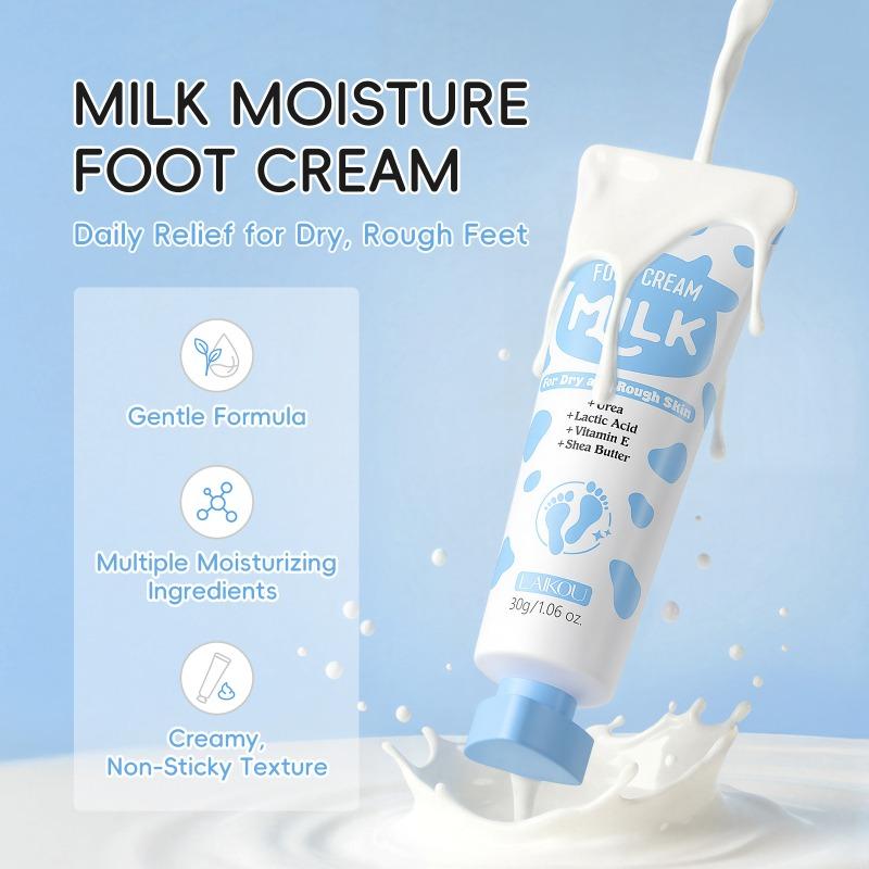 LAIKOU Milk Foot Cream 30g - Deep Moisturizing Foot Cream with Urea & Shea Butter for Dry, Cracked Heels and Rough Feet