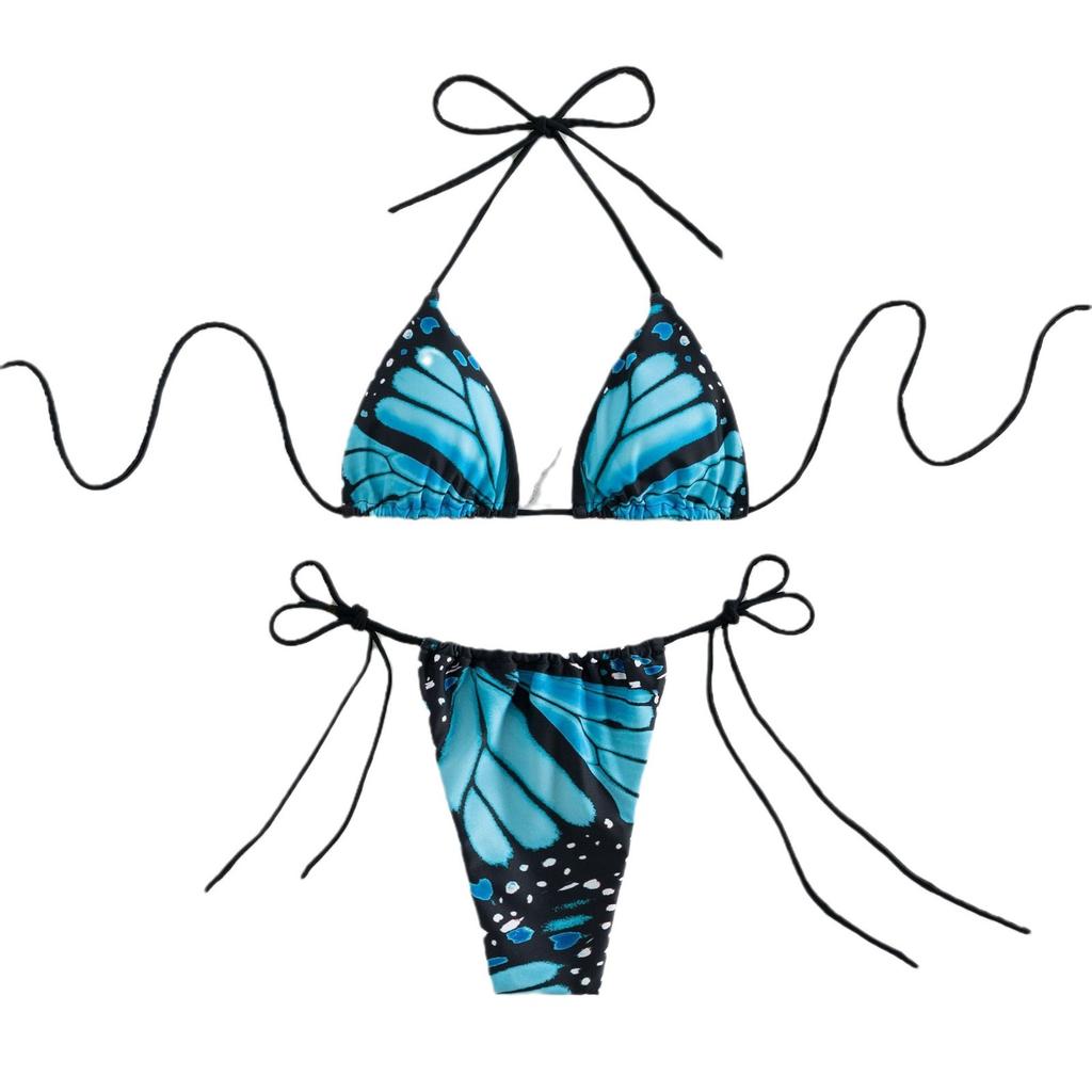 Butterfly Print Swimsuit Strappy Bikini Beach Women's Split Swimsuit