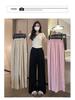 Women's Summer Blue Wide-Leg Ice Silk Pants - Casual Pleated Zen Style