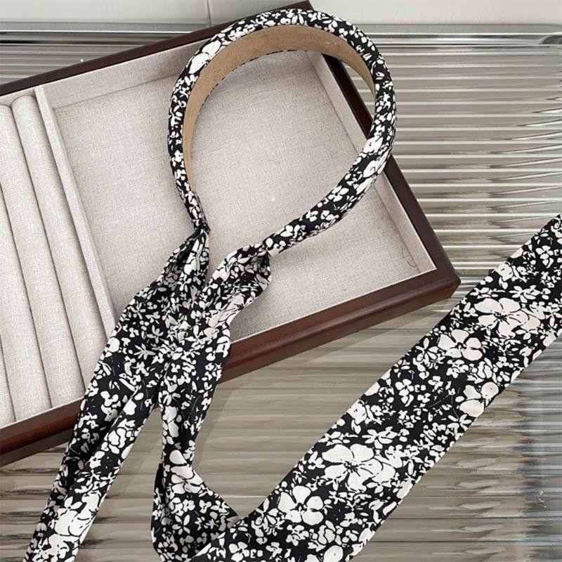 Elegant Dotted/Flower Print Headband Model Show Pastoral Style Hairband for Girl