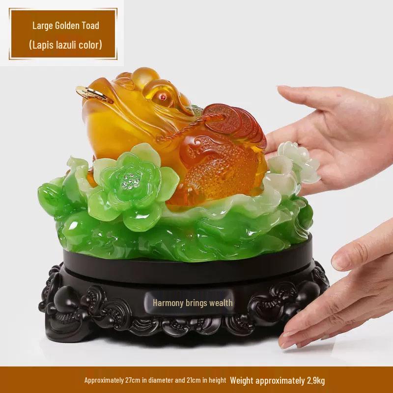 Golden Money-Attracting Three-Legged Toad Figurine - Home & Office Decor Ornament for Shop Openings