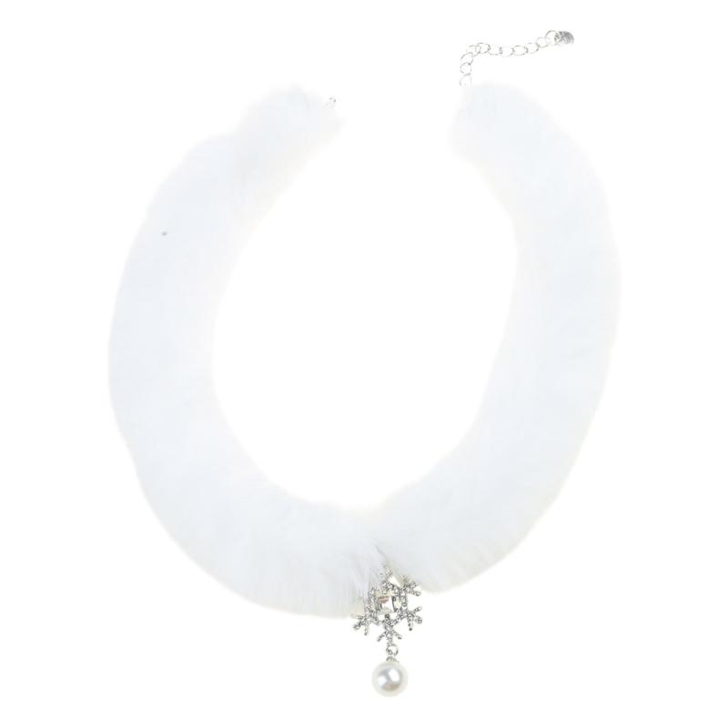 Elegante Hochzeitskette Elegante Halskette Stilvolle Choker-Halskette Schneeflocken-Anhänger-Halskette Plüschmaterial für Damen