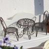 Trending 1:12 Dollhouse Garden Furniture, Metal Table & Chairs + Sun Umbrella, Aesthetic Mini Balcony Set