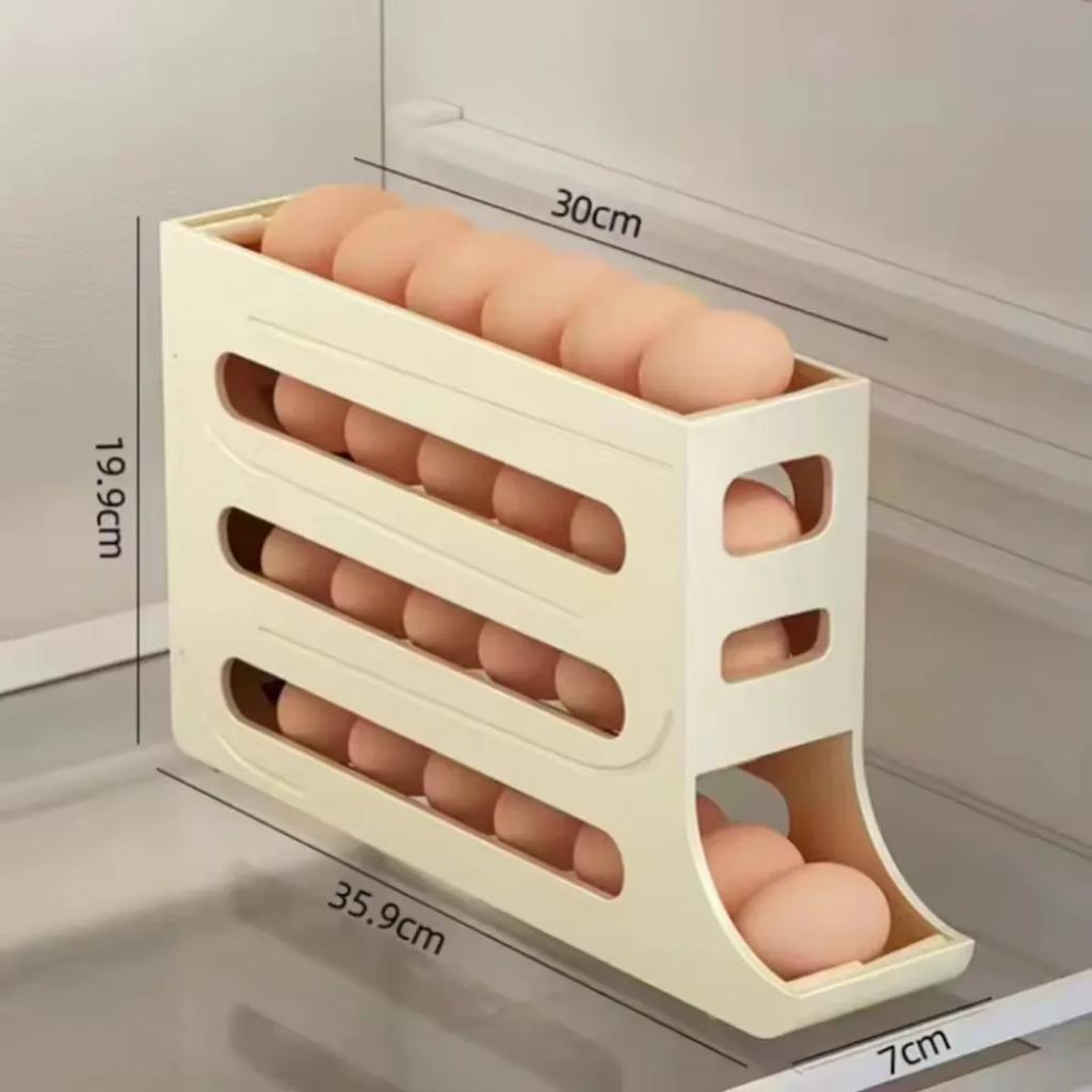 Refrigerator Egg Storage Box Large Capacity Refrigerator Organizer Holder Kitchen Anti-fall Automatic Rolling Egg Holder Rack
