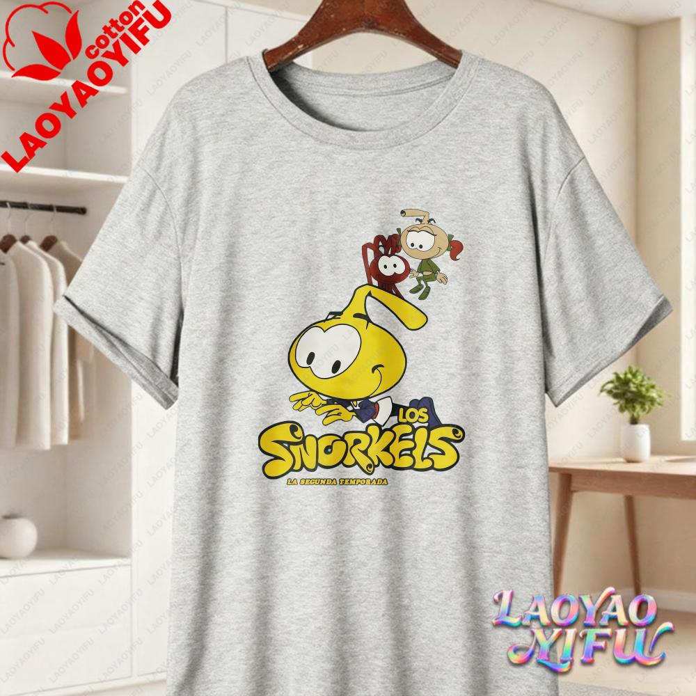 Snorks Cute Character Printed Short Sleeve Tee High Quality Cotton Casual Tshirt Retro 80s Cartoon Loose Tops Fashion Streetwear