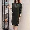 Knitted Dress for Women Loose Mid - Length Korean - Style Sweater Solid Color Casual Half Turtleneck Pullover Autumn and Winter