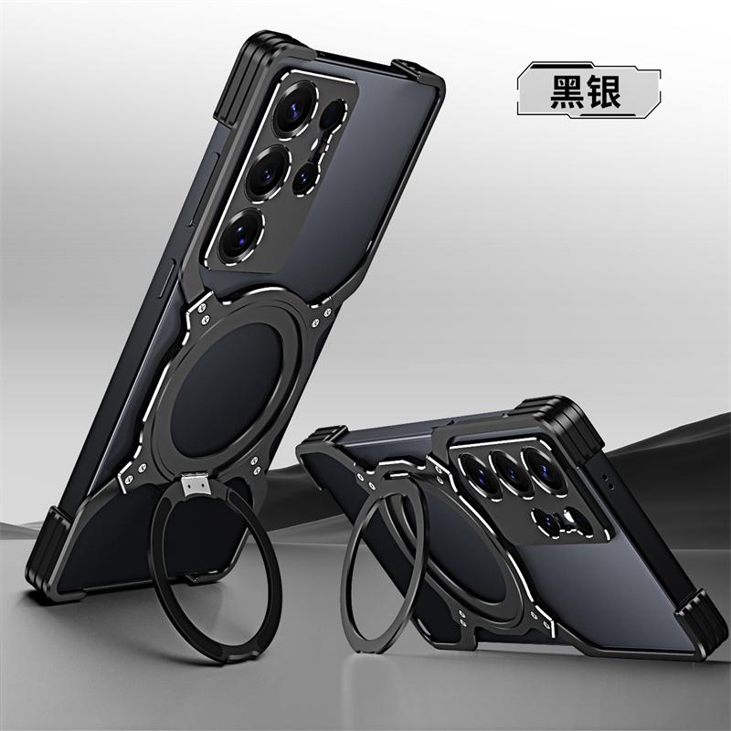 Titanium Metal Phone Case For For Samsung Galaxy S23 S24 S25 Ultra Plus Aluminum Alloy Bumper 360° Magnetic Lens Protect Frame Cover