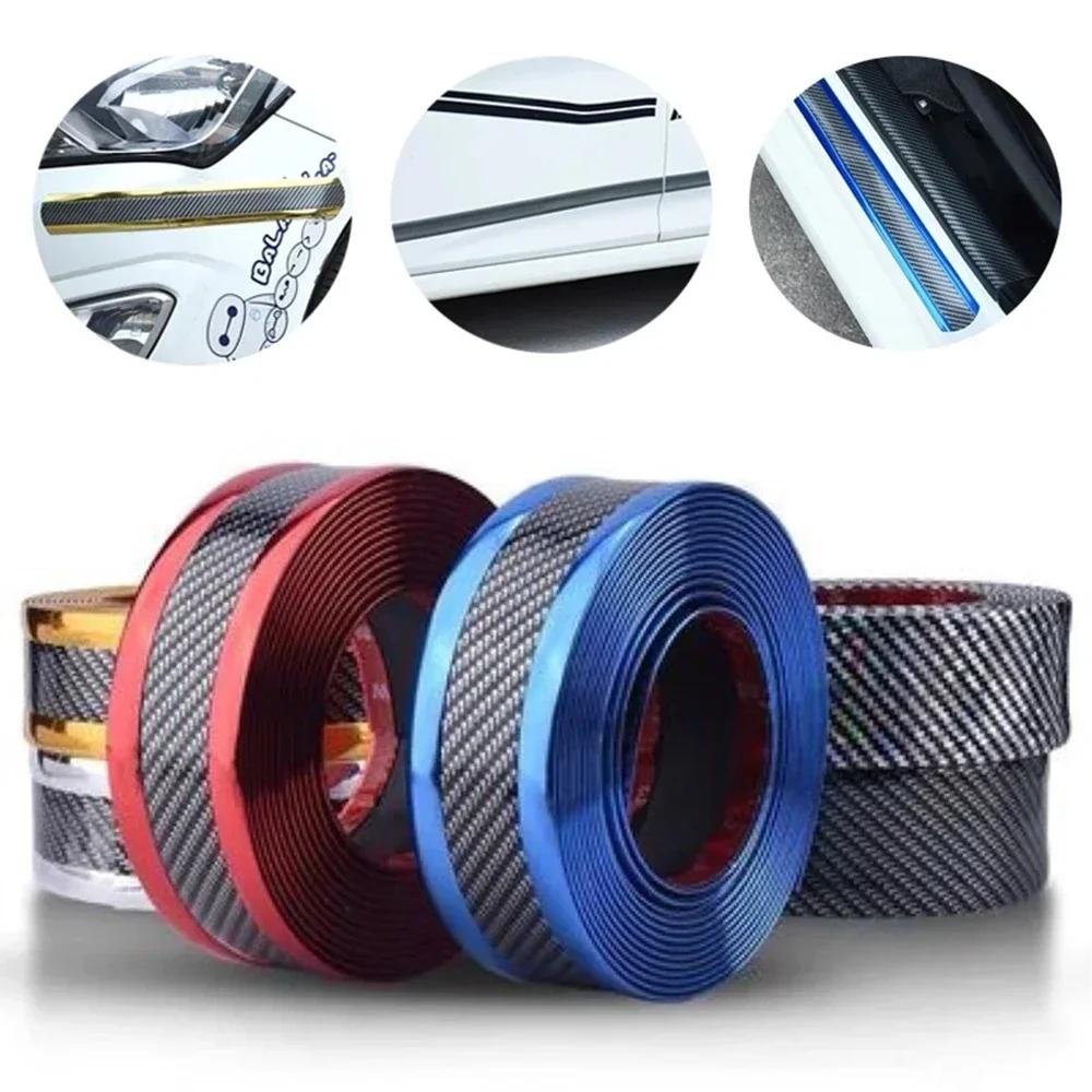 Car Threshold Strip Anti Scratch Door Sill Protector Rubber Strip Carbon Fiber Car Threshold Protection Bumper Film Sticker