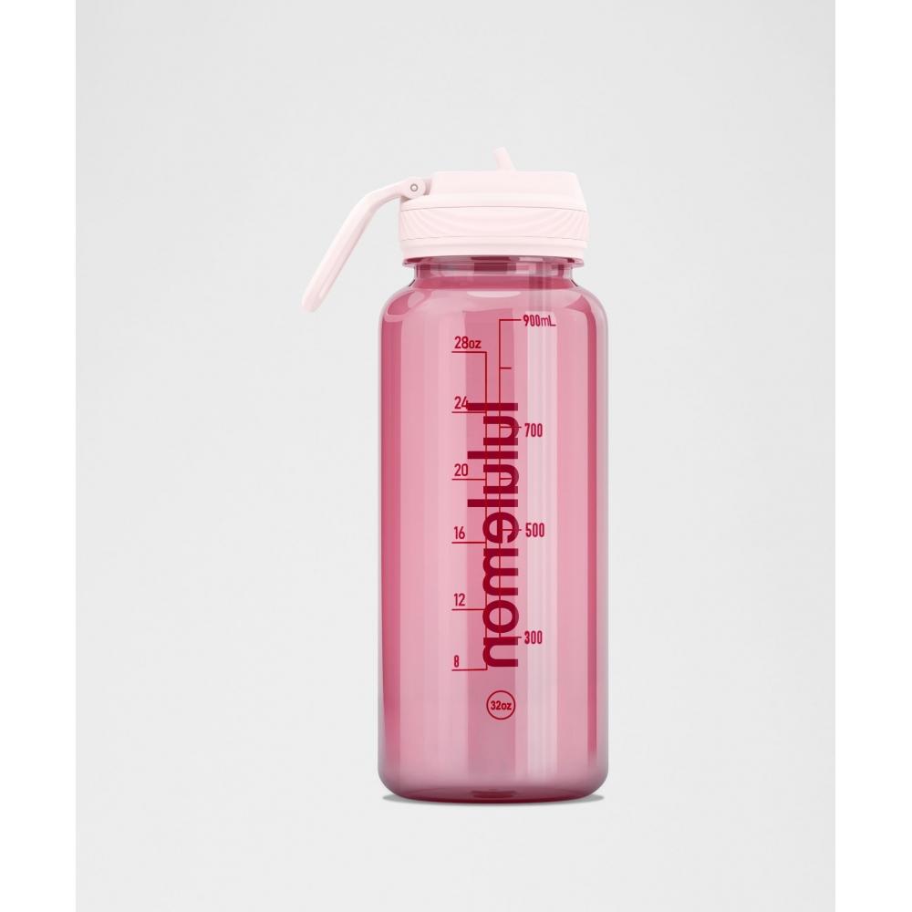 Lululemon Back To Life Clear Bottle 32oz  Straw Lid Pink Pearl Candy Cloud Oxford Red