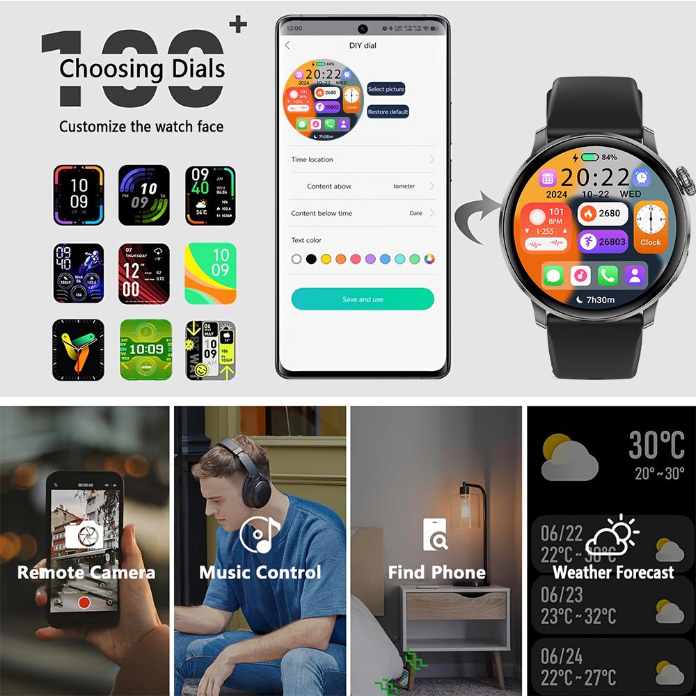 NEW 8MM Ultra-thin body Fashion SmartWatch 1.43"AMOLED HD Screen Women's Health Heart Rate Bluetooth Call Woman Smart Watch