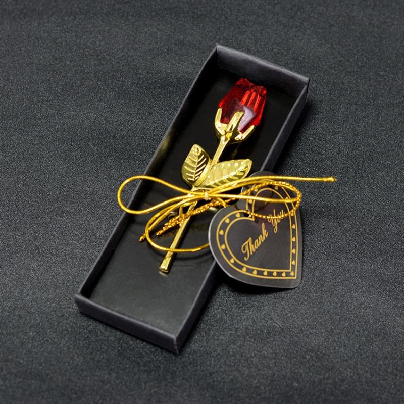 9 Colors Crystal Glass Rose Flower Figurines Craft Valentine's Day Favors X'mas Lovers' Gift Souvenir Home Wedding Decoration