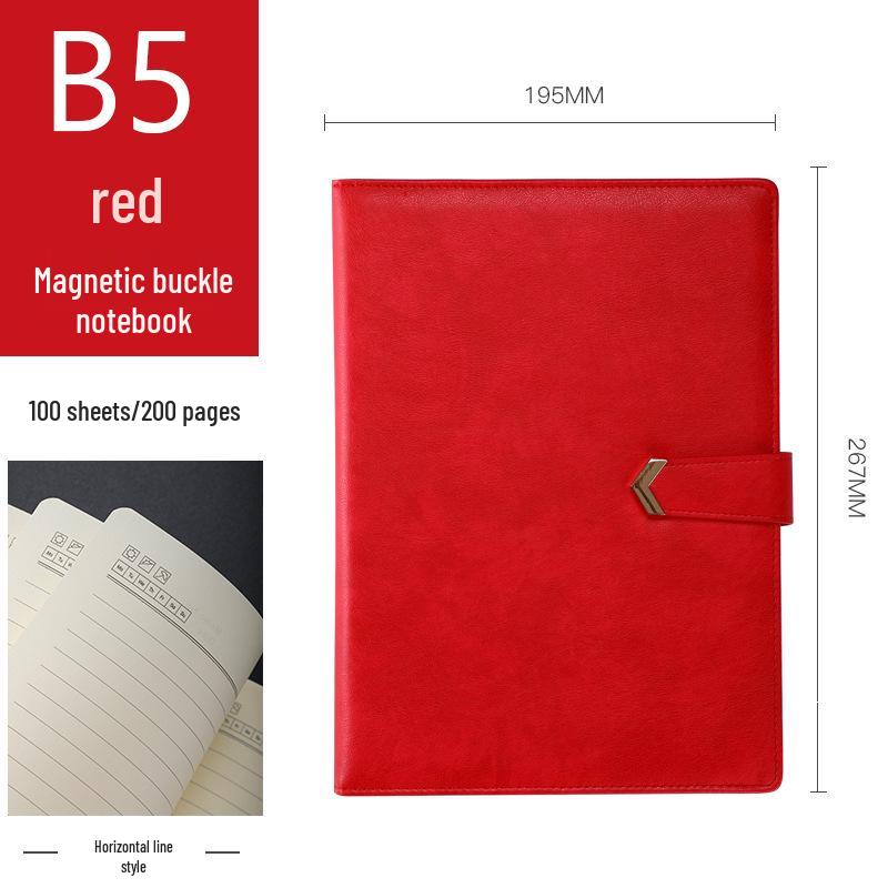 B5 Leather Business Notebook with Detachable Sleeve and Replaceable Core