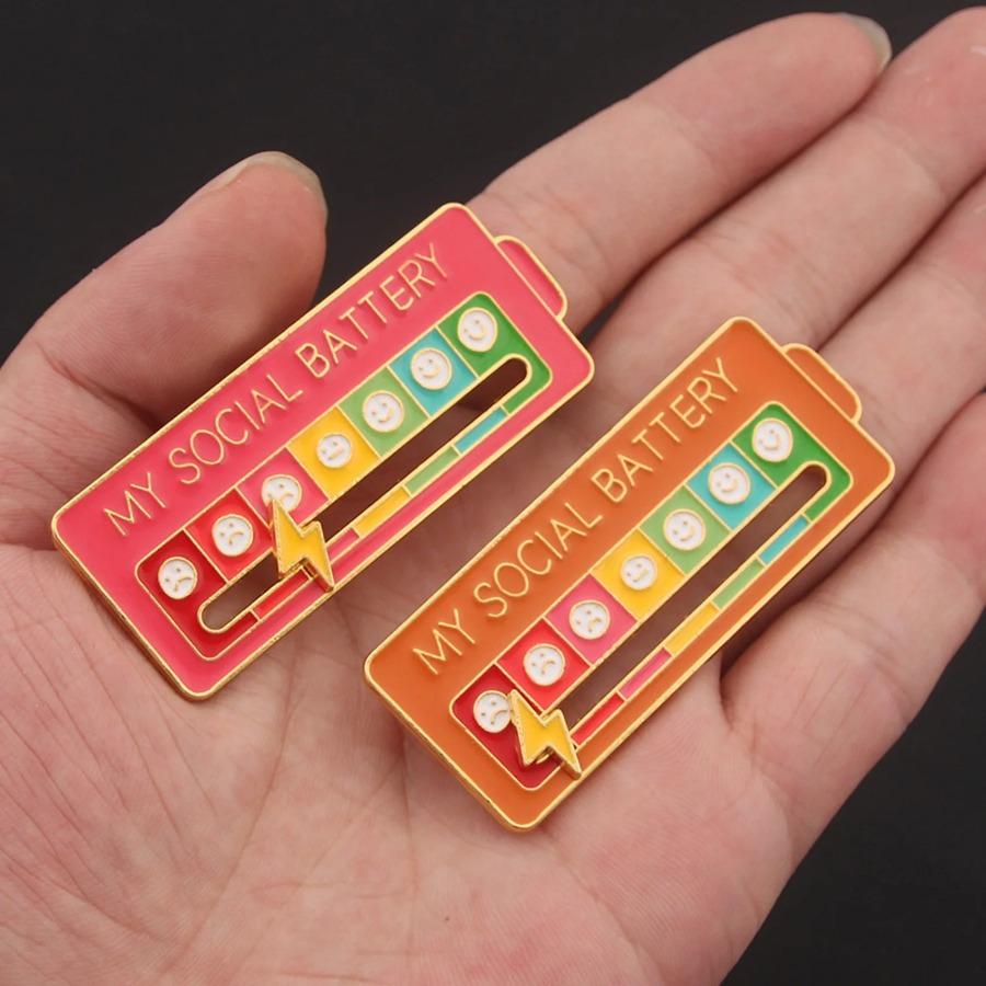 2PCS Lovers Fun Enamel Brooch 7 Moods Can Be Moved To Yours, Cute Art Brooch Clothing Bag Be Metal Badge Everyday Daily  Jewelry Valentine's Day Gift