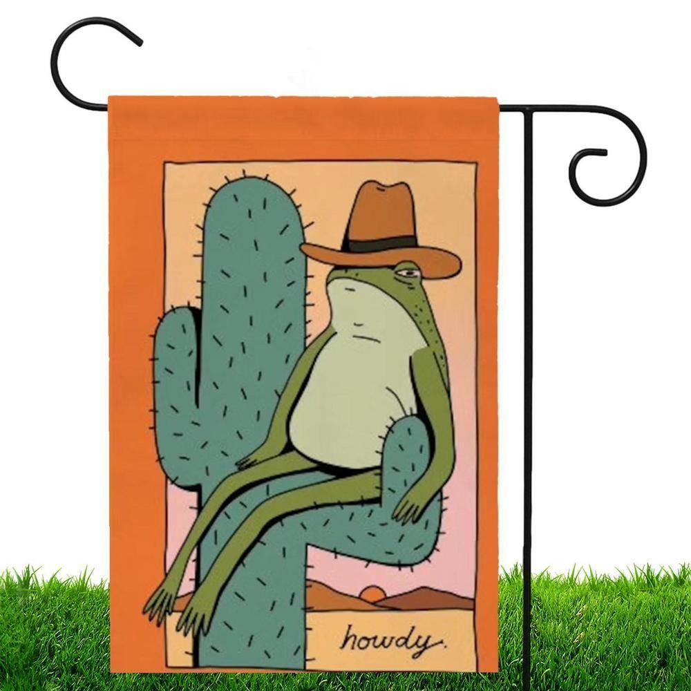

Декор газона Двухсторонний 12 * 16 дюймов Летний сад Флаг Вертикальный флаг Двор Флаг Баннер Лягушка Ковбой