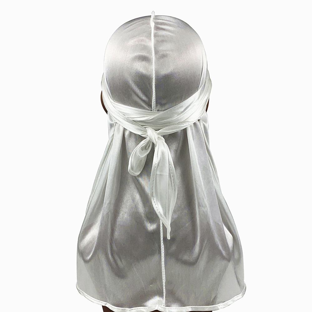 Durag Pirate Style Headwraps Cap Silky Hijab Hair Accessories New Bandana Headwear Caps  Unisex white