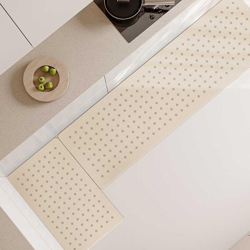 1/2pcs Simple Cream Air Kitchen Floor Mat Non-Slip Easy Maintenance Corridor Carpet Bathroom Entrance Door Mat Home Decor