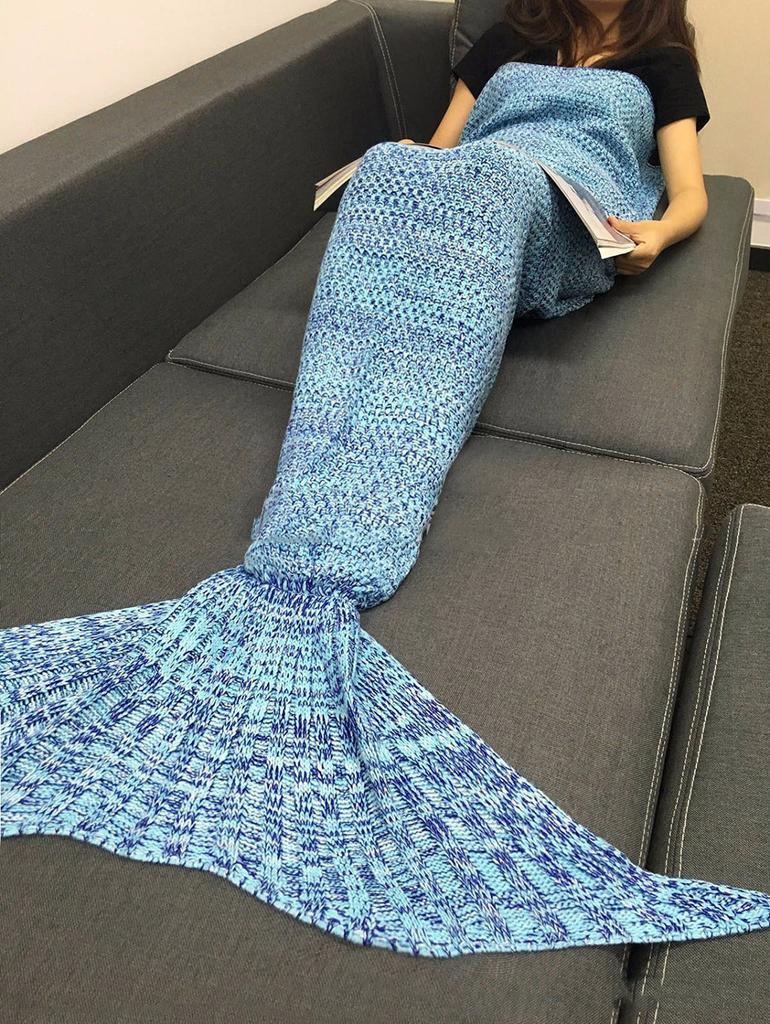 Tail Blanket Mermaid With Knit Fabric Cozy Home Lounge Decor Material For Spring