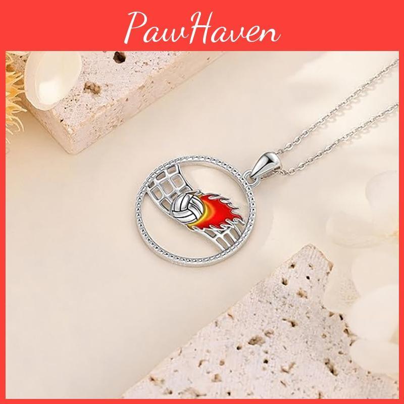 Volleyball Hollow Pendant Necklace Oil Finish Alloy Chain Fashion Enthusiasts