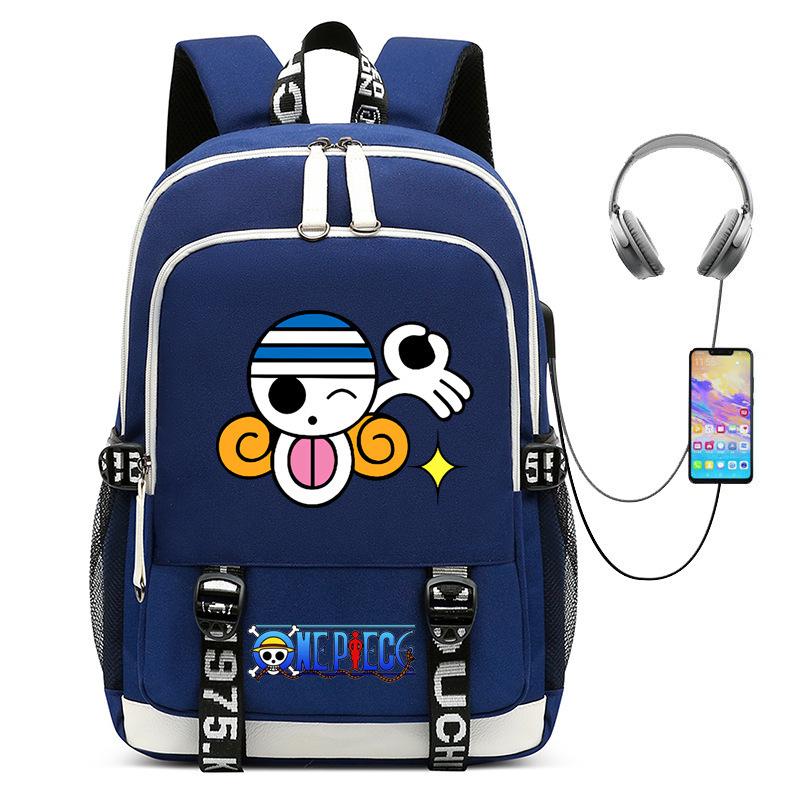 Riman ONE PIECE One Piece Peripheral Backpack, Youth Large-capacity Schoolbag USB Computer Bag