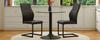 Table-Chair Set. Round Glass Table with 85 cm Diameter + 2 Black Chairs with High Backrest and Diamond Quilting made of PU