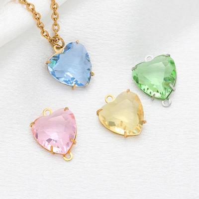 5pcs Stainless Steel 12mm Heart Crystal Glass Charms for DIY Jewelry Exquisite Necklace Bracelets Findings Earrings Making