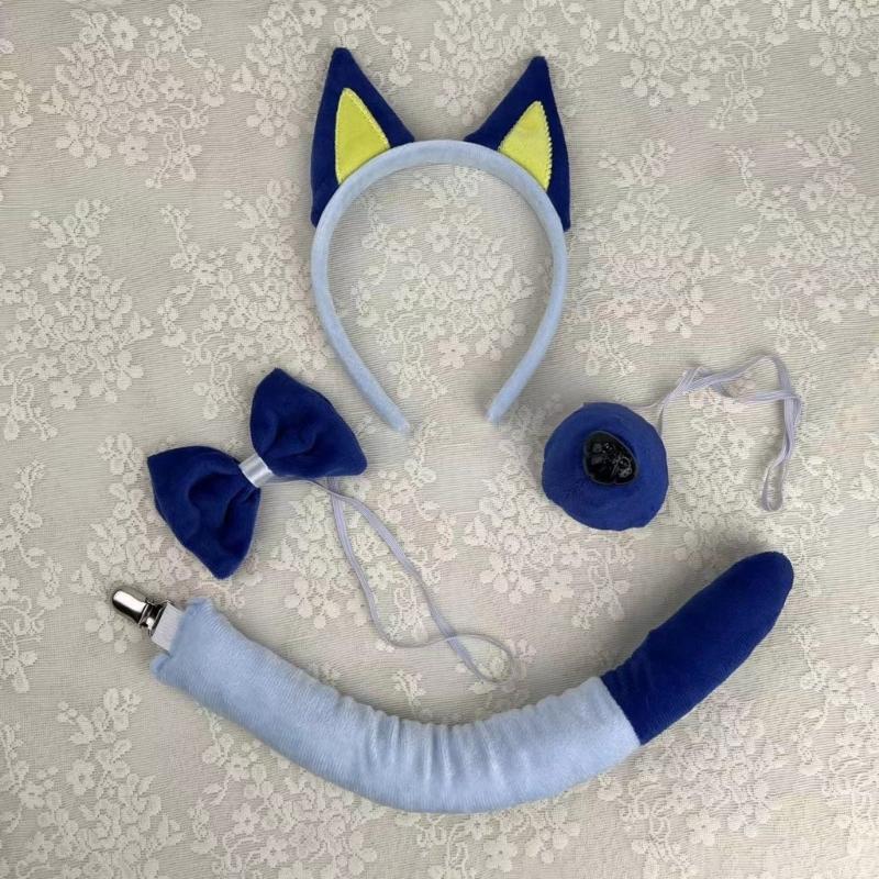 Sheepdog Costume Set Dog Ears Headband Bowtie Tail Nose Tutu Skirt for Kids Halloween Costume Cosplay Party