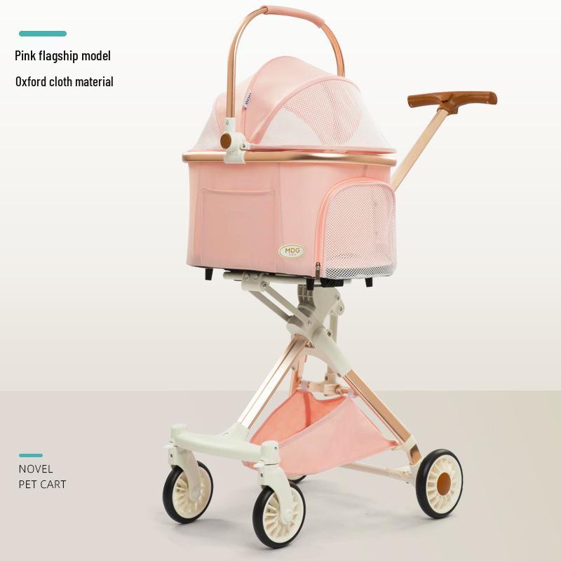 

Легкая прогулочная коляска для домашних животных с высоким обзором для собак и кошек, складывание одной кнопкой, популярный дизайн High-View Pet Stroller