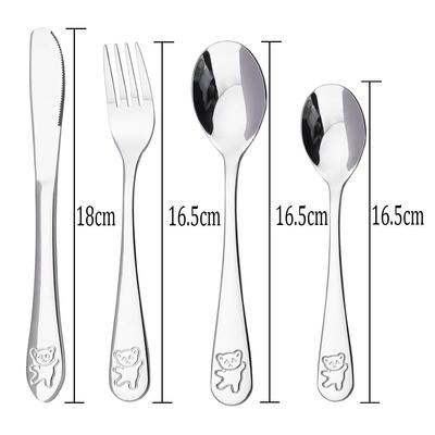 Flatware Cartoon Pattern Fork Knife Spoon Utensils Set Stainless Steel Silverware Learning Eating Habit Children Tableware