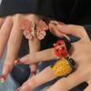 Vintage Enamel Rhinestone Insect Ring Colorful Cute Butterfly Beetle Punk Y2K Jewelry for Women Accessories Party Gift