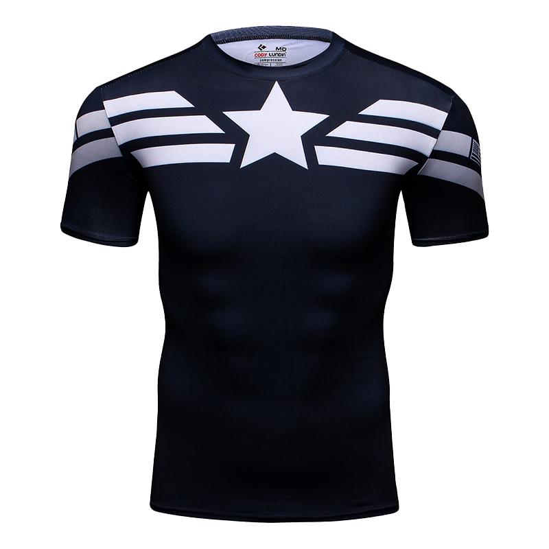 ETST51 Cody Lundin Marvel Kleding 3D Print Compressie Sport Fitness Shirt Hardlopen Cosplay Korte Mouw Captain America T-shirt L