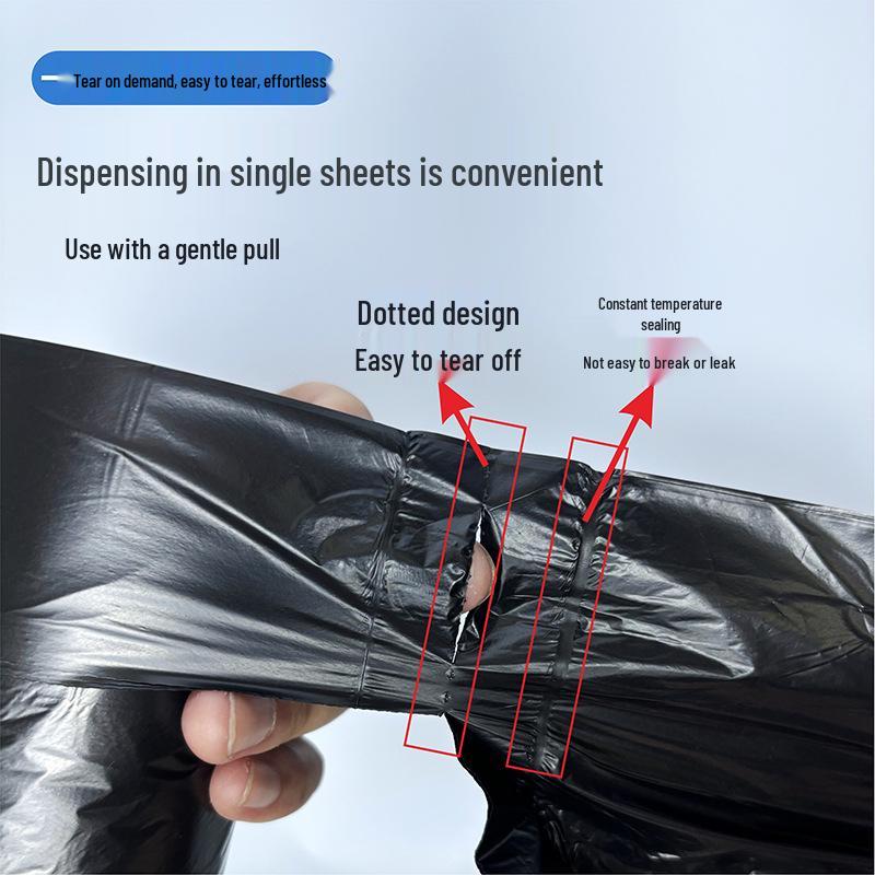 Large Black Heavy-Duty Kitchen Garbage Bags, Handheld Roll for Home and Office.