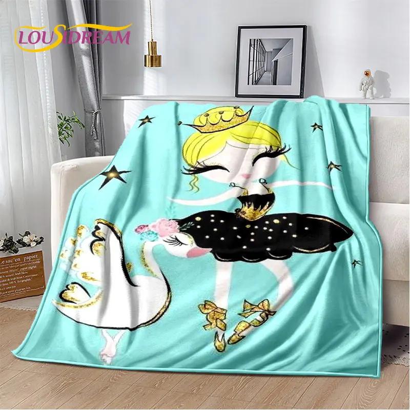 Cute Ballet Girl Ballerina Cartoon Soft Plush Blanket,Flannel Blanket Throw Blanket for Living Room Bedroom Bed Sofa Picnic Kids