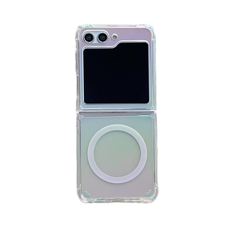 Applicable To Zflip5 Mobile Phone Case Folding and Colorful Samsung Galaxy Zflip4 Transparent Shell Gradient Magnetic Case