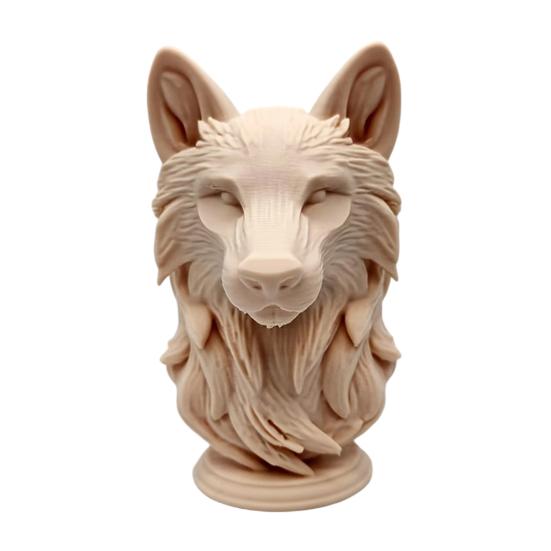 3D Printed Wolf Head Figurine Realistic Wolf Head Statue with Round