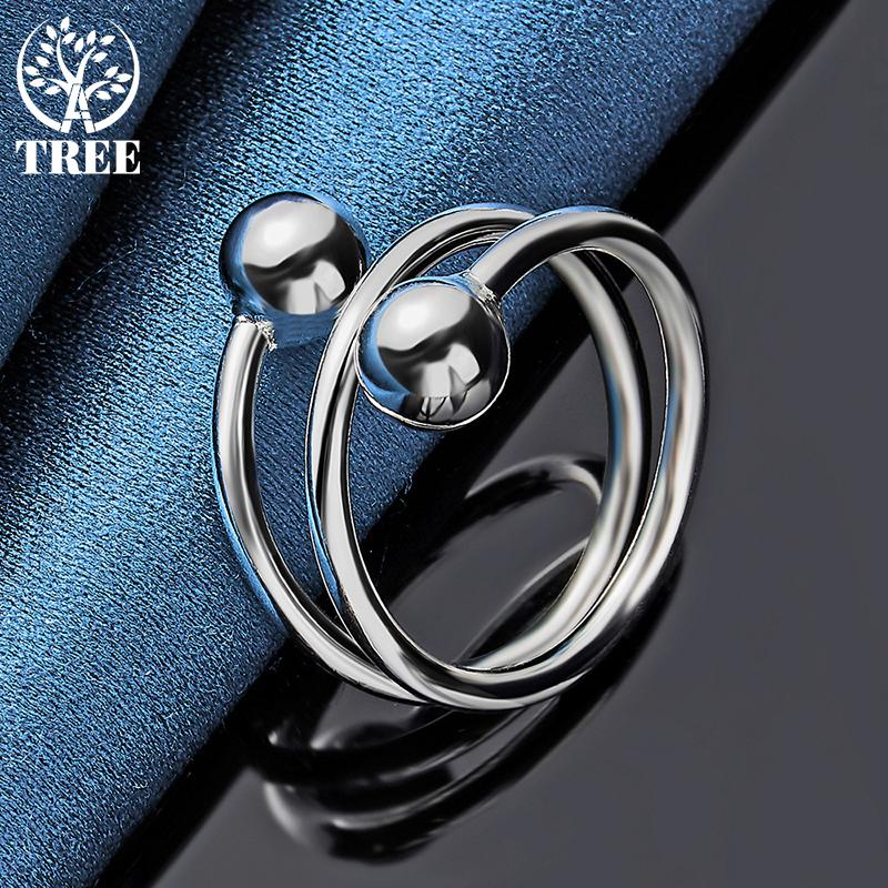 925 Sterling Silver Double Smooth 8mm Beads Ball Ring Jewelry