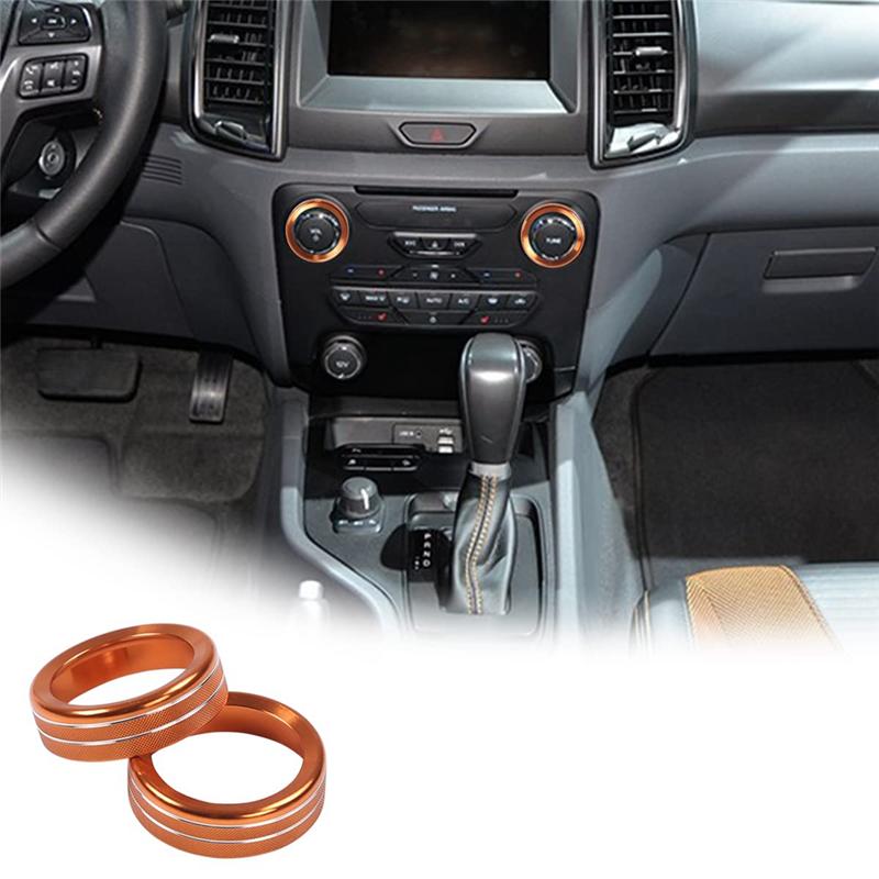 A03E-For Ford Ranger 2015-2018 Centre Console Volume Tune Knob Button Cover Decor Trim Interior Accessories