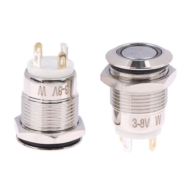 12 mm vanntett metall trykknappbryter LED-lys momentan låsing bil motor strømbryter metall låsende trykknappbryter