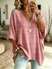 Women's Casual V-neck T-shirt, Oversized Half Sleeved Holiday Printed Top