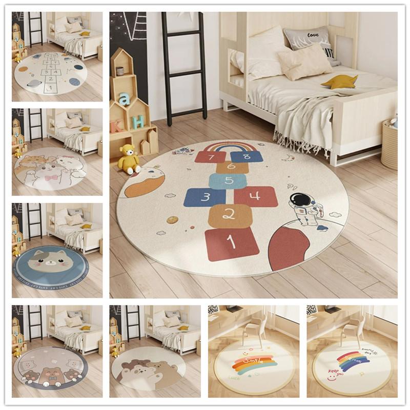 Hopscotch Children Play Mat Non Slip Home Decor Round Carpet Living Room Bedroom Kitchen Floor Mat Sofa Table Area Decor Rugs
