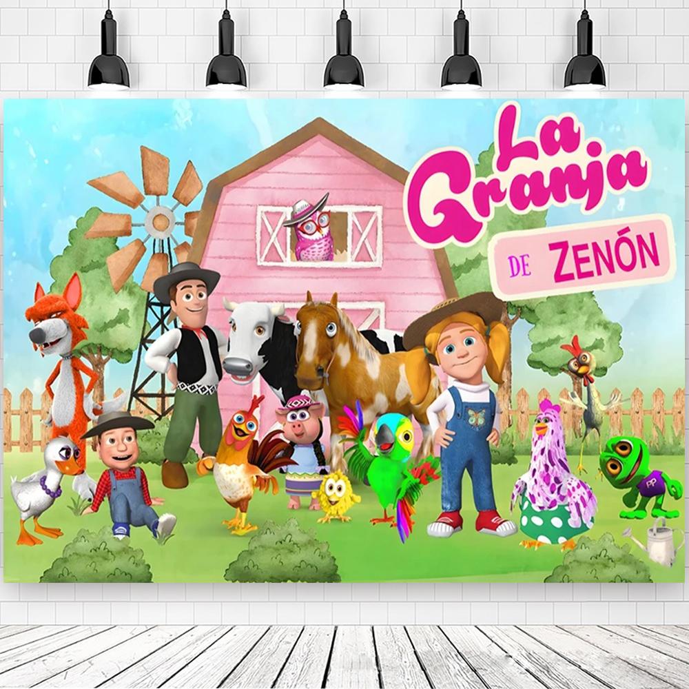 Yeşil Çimen Çiftliği Temalı La Granja De Zenon Arka Plan Parti Arka Planı Özel Dekore Edilebilir Çocuklar İçin 1. Doğum Günü Bebek Partisi Fotoğraf Arka Planı