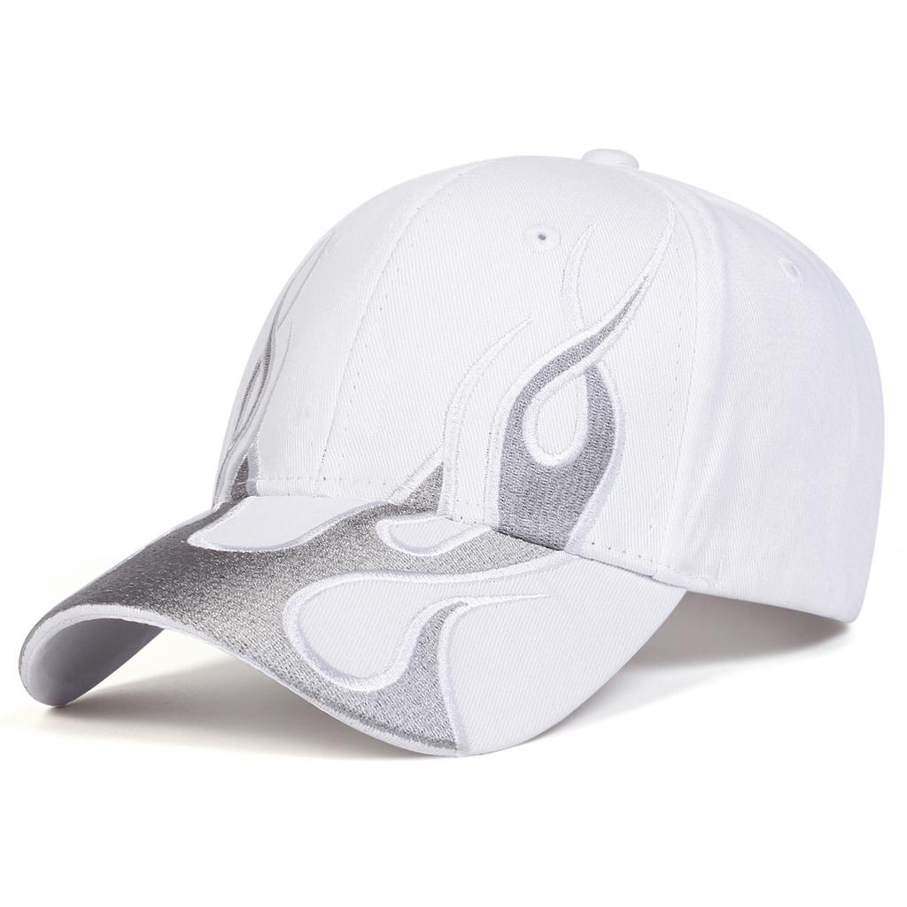 Unisex Flame Embroidery Baseball Cap Outdoor Adjustable Spring and Autumn Casual Sunscreen Hat