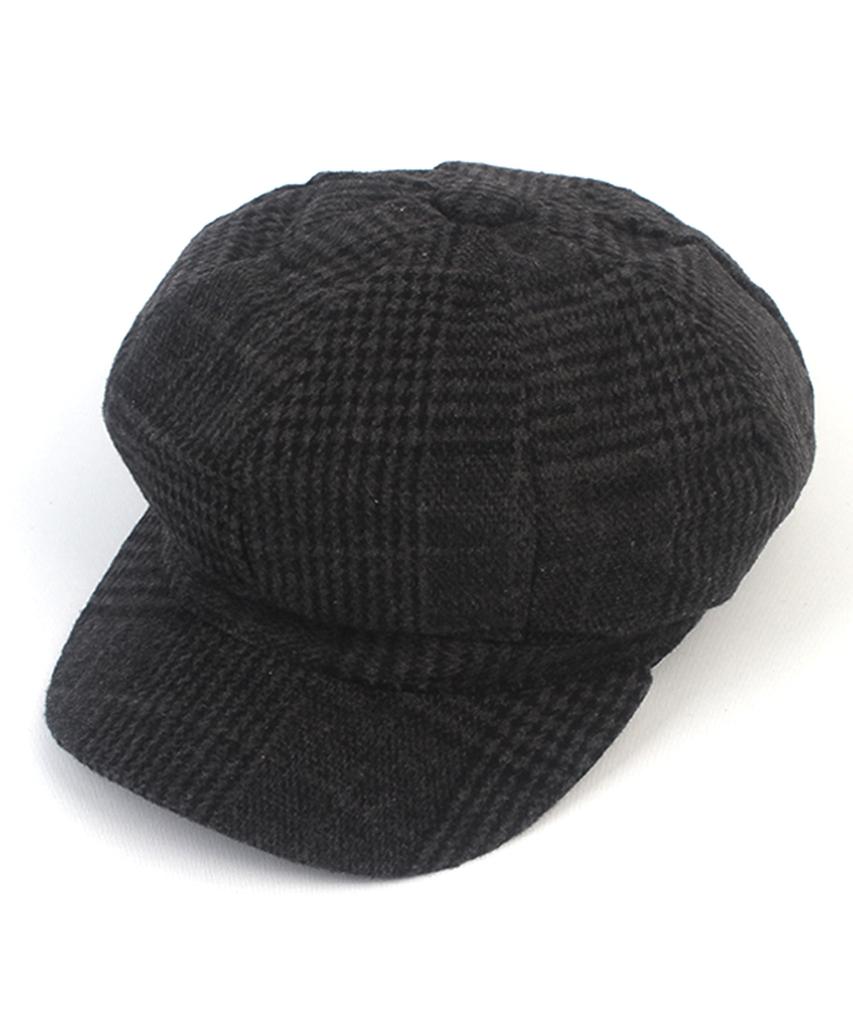 Yunibeosyeolkemiseuteuli Wool Glencheck Charcoal Newsboy Cap