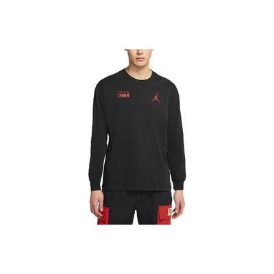 Logo Print Loose Round Neck Long Sleeve T-Shirt Men Tops Black DM3544-010
