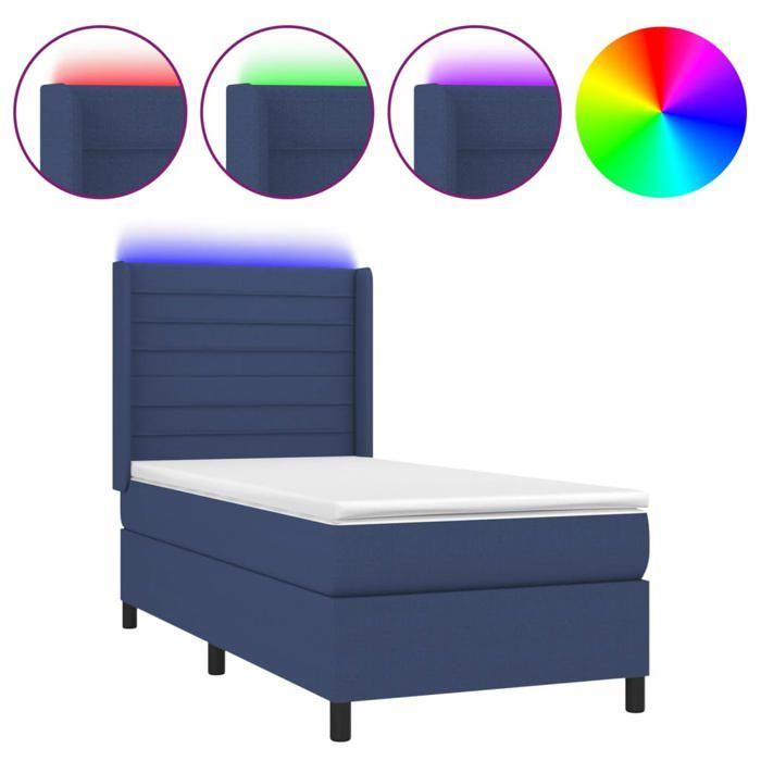 VidaXL Sommier à Lattes de Lit avec Matelas et LED, Lit Rembourré, Lit Simple, Lit Adulte de Chambre à Coucher Intérieur, 3138371