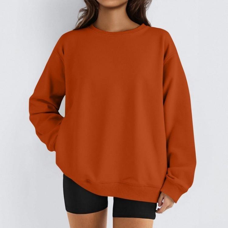 Damen Winter Fleece Tops Langarm Sweatshirt Lässiger Rundhalsausschnitt Pullover Lockerer Schnitt Warme Wintertops