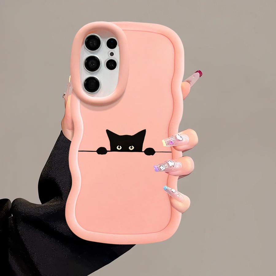 Soft Phone Cover Case for Samsung Galaxy S23 Plus S21 S22 Ultra A25 A26 S20 FE S24 S25 A54 A55 A35 A34 A24 A36 Cute Line Cat