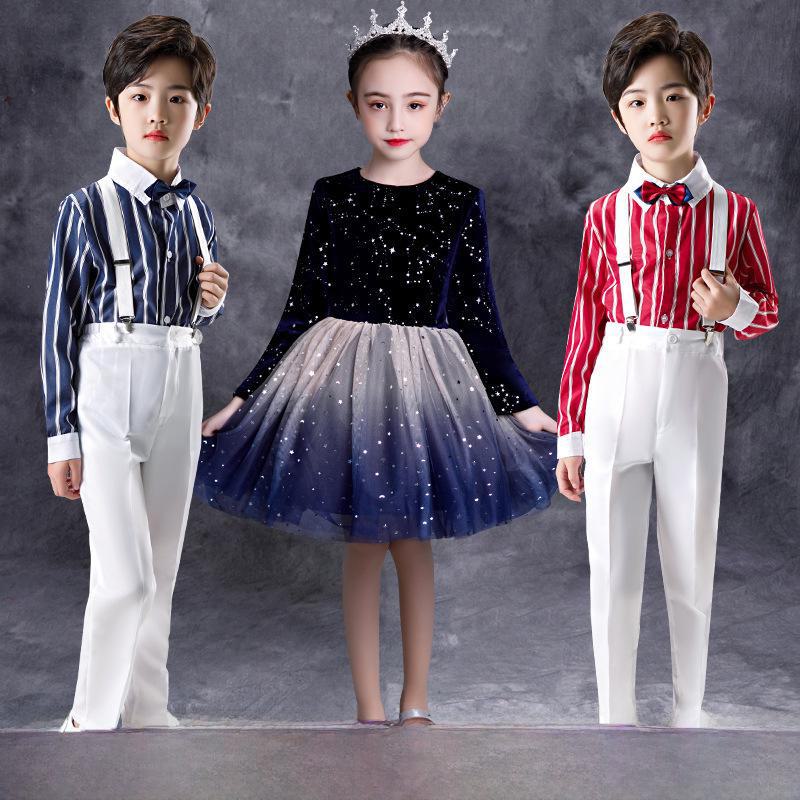 Children's Choir and Stage Performance Costumes - Primary & Secondary School Recital Outfits, Host Attire, Princess Skirts.