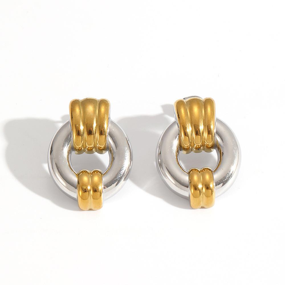 Geometric Stainless Steel Hoop Earrings For Women With High End Fashion Style
